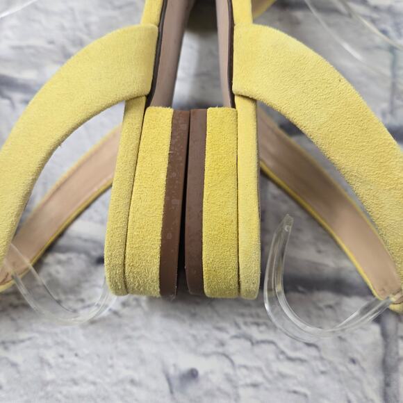 Sole Society Butter Yellow Pollie Flats Ankle Strap with Bow size 8.5M Kid Suede - Picture 8 of 16